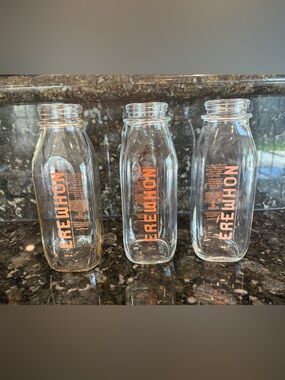 Erewhon Branded Empty Glass Juice Smoothie Bottles no lid 16oz Set of 3